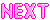 ピンク色の「NEXT」文字リンクボタンのアニメーション
