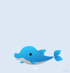 海で泳ぐ「イルカ、エイ、まんぼう、魚」の滑らかなアニメーション
