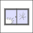その他の絵カード：割れた窓