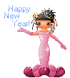 ドレスを着た女性から「Happy New Year」 のアニメ2