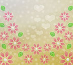 オリーブ色背景の花とハートのスマートフォン壁紙