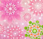 ピンク色背景の花と雪の結晶のスマートフォン壁紙