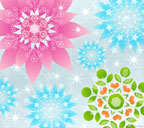 薄い灰色背景の花と雪の結晶のスマートフォン壁紙