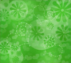 緑色背景の花模様ハートのスマートフォン壁紙