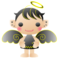 天使のGIFアニメーション（ブラック）