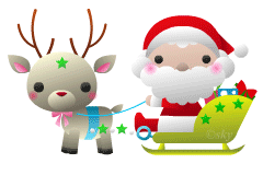 トナカイとソリに乗ったサンタクロースのアニメーション