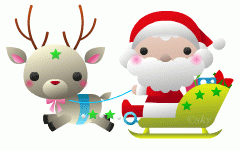 トナカイとソリに乗ったサンタクロース（フレーム2枚）
