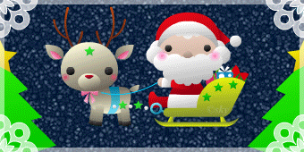 流れ星付き、トナカイとソリに乗ったサンタクロースのアニメーション