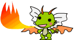 口から炎を吐くドラゴンのアニメ