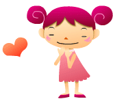 ハートと花が落ちてくる、「女の子」のアニメーション