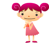 ハートと花が落ちてくる、フレームを減らした「女の子」のアニメーション