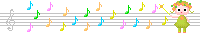 女の子と音符のライン