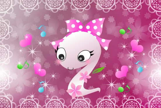 ハートと♪いっぱいの蛇のカード：JPG画像