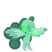 透明のグリーン天使のGIF画像（黒背景用）