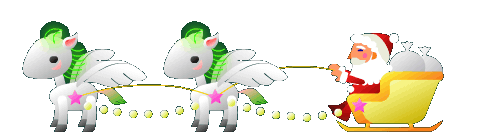 サンタとペガサスのGIF画像（黒背景用）