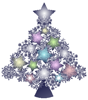 雪の結晶ツリーのGIF画像（黒背景用）