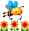 みつばちがにひまわりに水やりをするアニメ
