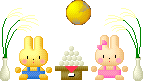 うさぎのお月見の黒背景用の大きなアニメ