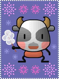 牛が綿菓子を持っているピクセルアート