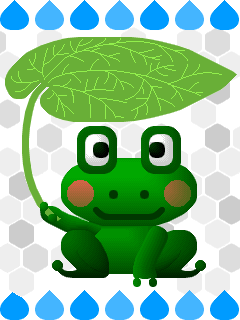 雨の中のカエルのピクセルアート