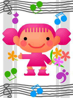 音符と女の子のピクセルアート