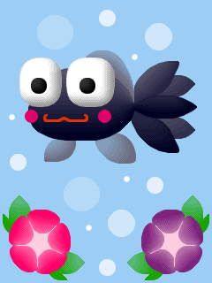 紫陽花と金魚のピクセルアート