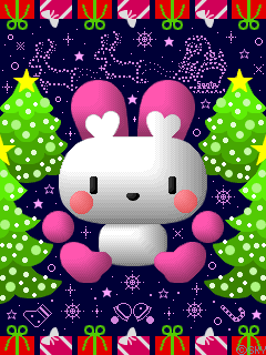 うさぎのキラキラクリスマスのピクセルアート