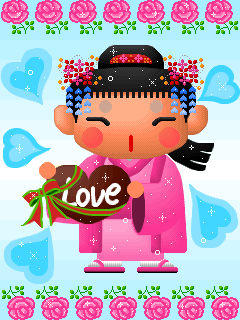 バラとチョコを持つお姫様のピクセルアート