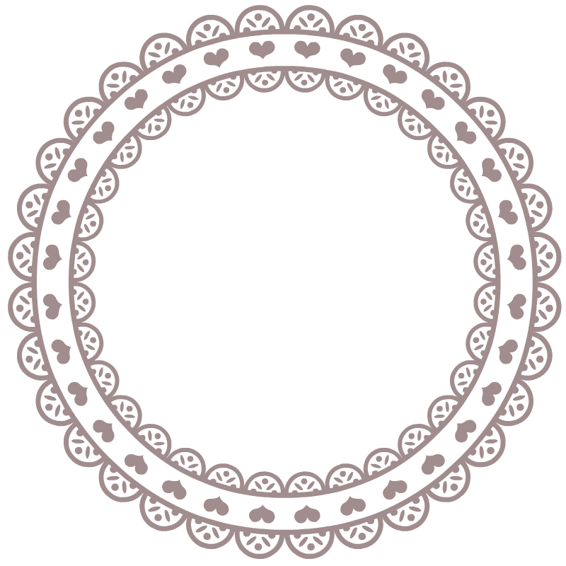 ココアブラウン色の丸レース枠