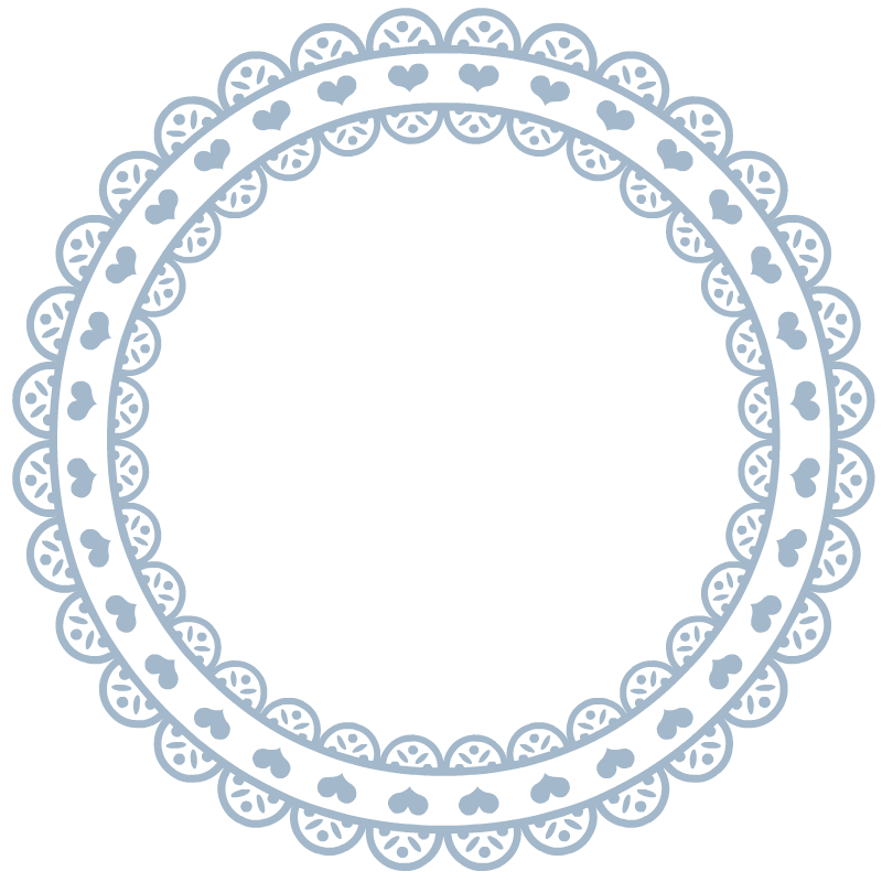 ダスティブルー色の丸レース枠