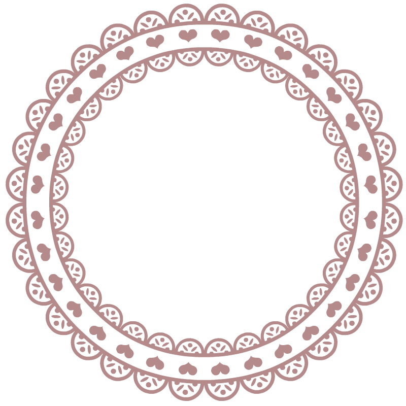 ダスティローズ色の丸レース枠