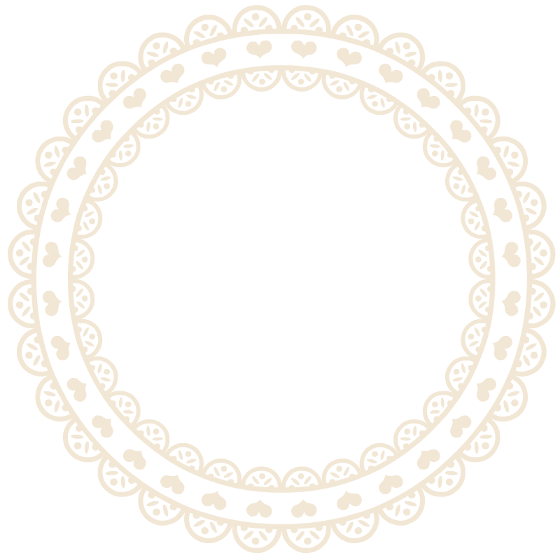 エクリュ色の丸レース枠