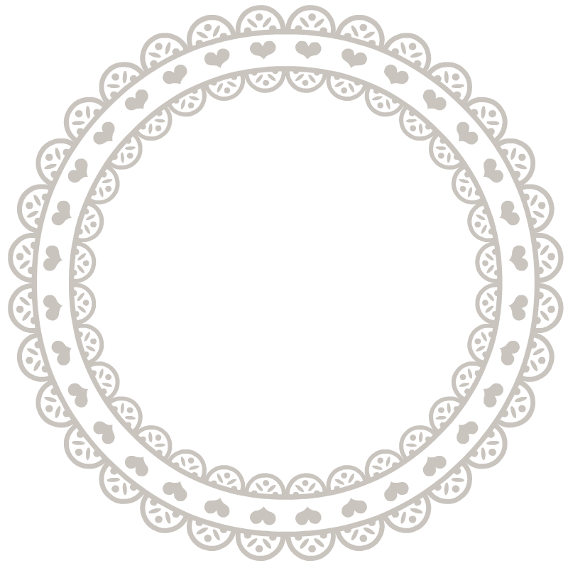 グレージュ色の丸レース枠