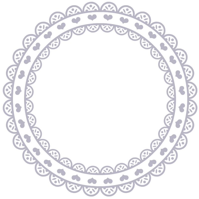 ライラックグレー色の丸レース枠