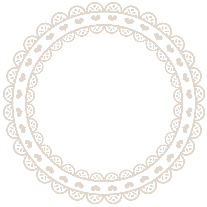 ミルクティーベージュ色の丸レース枠