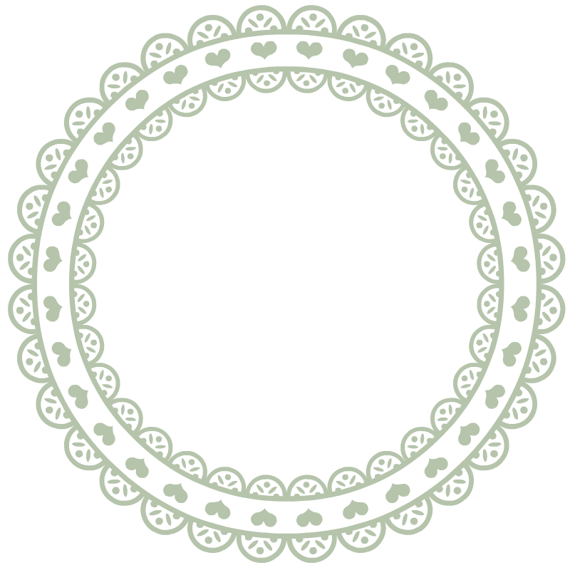 セージグリーン色の丸レース枠