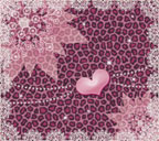 ピンク色背景のレース、ハート付きヒョウ柄のスマートフォン壁紙