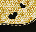 黄色系背景の花、宝石、黒ハート付きヒョウ柄のスマートフォン壁紙