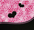 ピンク色背景の花、宝石、黒ハート付きヒョウ柄のスマートフォン壁紙