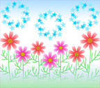 コスモスと星のスマートフォン壁紙