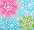 水色背景の花と雪の結晶のスマートフォン壁紙