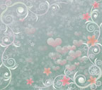 深緑色背景の蔓と小花とハートのスマートフォン壁紙