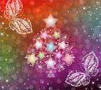 赤系色背景の星のツリーと蝶のスマートフォン壁紙