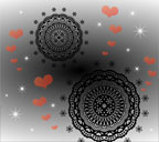 黒色から白色へのグラデーョン背景のレースとハートのスマートフォン壁紙