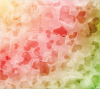 黄色から赤色、緑色へのグラデーョン背景のガラスのハートのスマートフォン壁紙