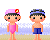 している男の子と女の子のアニメ（額無し）