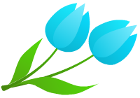 右向きの水色のチューリップのクリップアート、挿絵画像