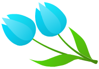 左向きの水色のチューリップのクリップアート、挿絵画像