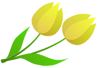 右向きの黄色のチューリップのクリップアート、挿絵画像