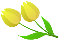 左向きの黄色のチューリップのクリップアート、挿絵画像